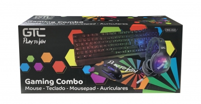 Combo Gamer Gtc Teclado + Mouse + Auricular + Pad Mouse Cbg-022