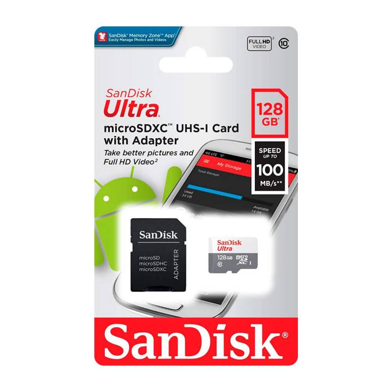 Micro Sd 128gb Sandisk C/adaptador Ultra C10