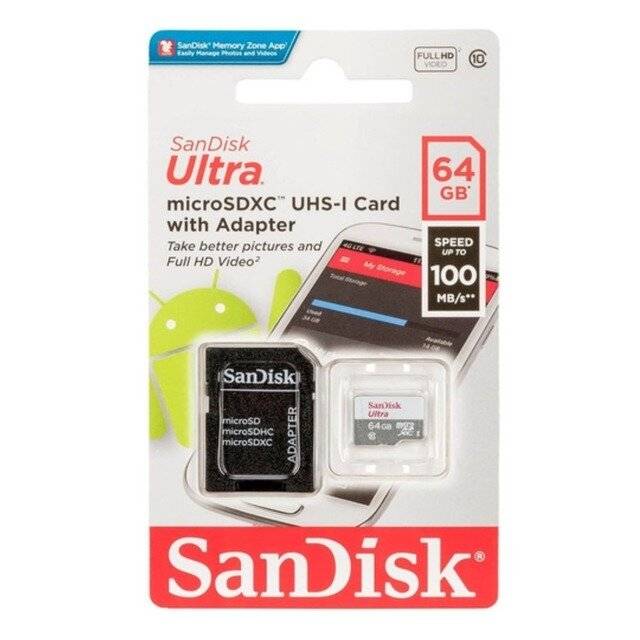 Micro Sd 64gb Sandisk C/adaptador Ultra C10